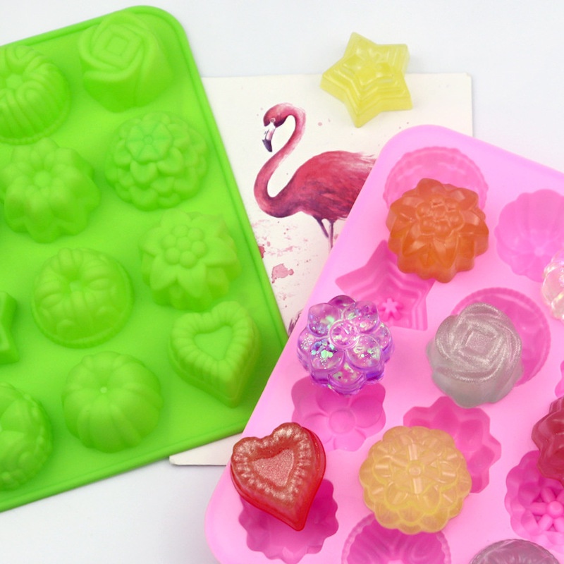 Flowers Silicone Non Stick Cake Baking Molds For Chocolate ，Candy ， Muffins ，Cake