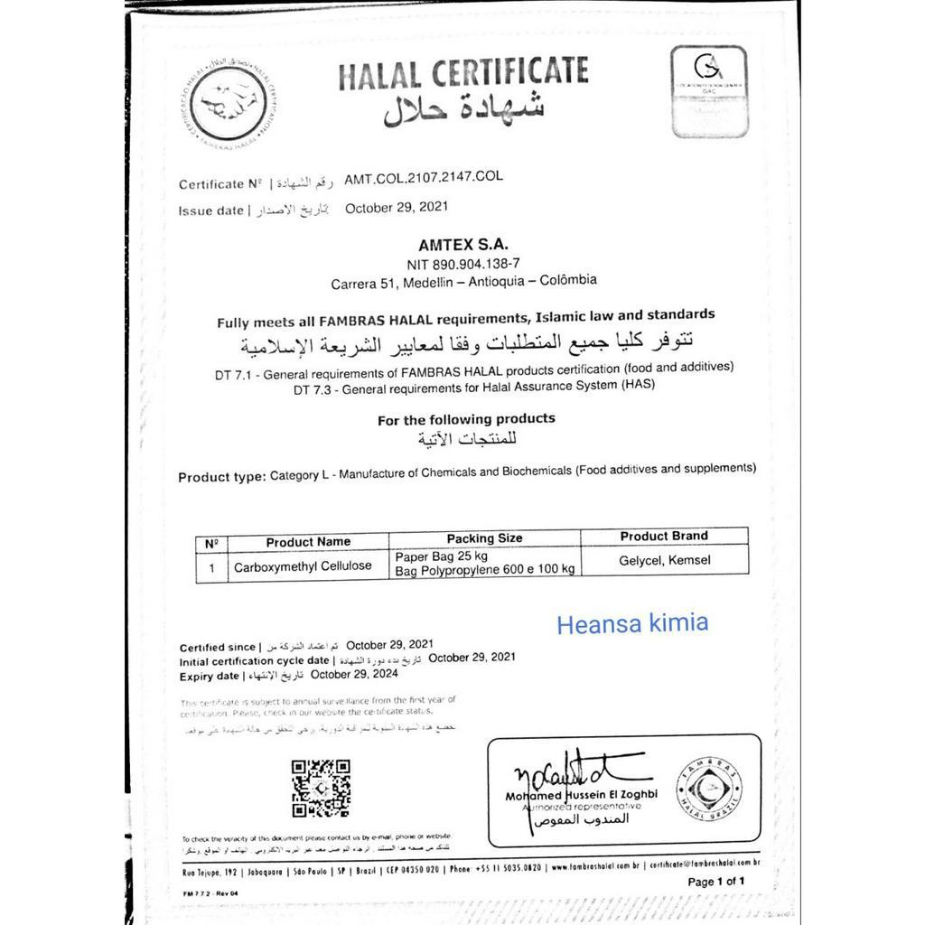 CMC Carboxy Methyl Cellulose Food Grade 25kg