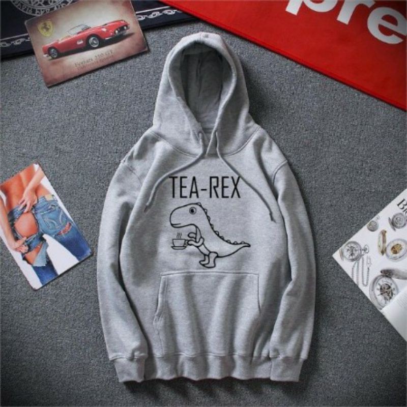 HOODIE UNISEX TEA REX /// JUMPER CASUAL FLEECE PREMIUM KEKINIAN TERBARU''