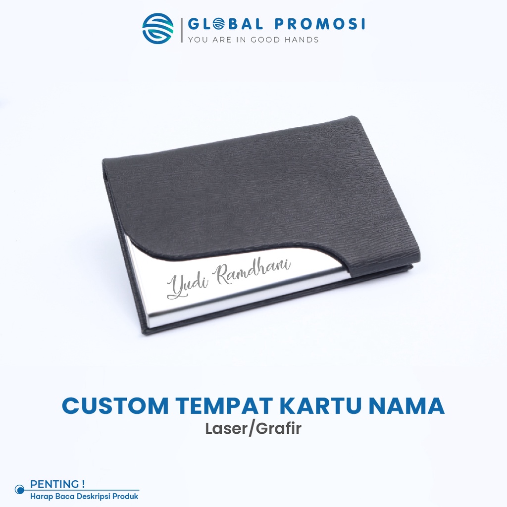 Custom Tempat Kartu Nama / Name Card Holder Stainless Laser Grafir Nama/Logo Branding Promosi Perusahaan