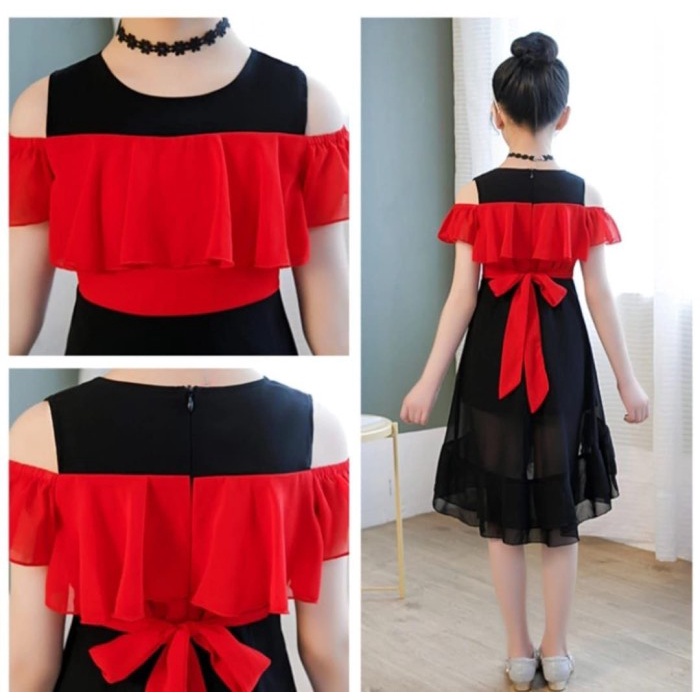 Baju Dress Anak Perempuan Brukat Terbaru 2022 Model Kekinian Pesta Natal Imlek Korea Style Bahan Ard