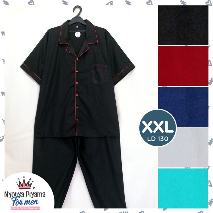 pria-tidur-baju- piyama pria dewasa xxl celana panjang katun - polos - m -baju-tidur-pria.