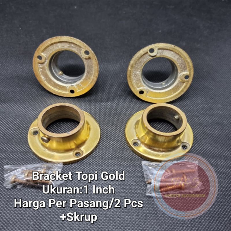 Bracket Tembok Gold 1 Inch per Pasang/Bracket Topi Emas 1 Inch 1 Pasang/Bracket Tembok/Bracket O Gor