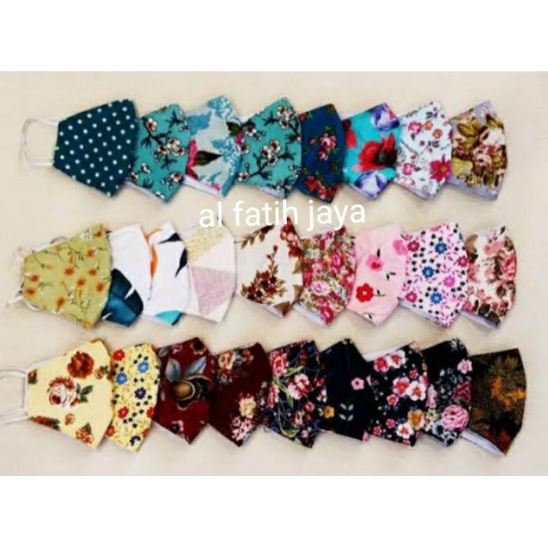 2 ply masker motif katun halus hijab non hijab tali cantol termurah sovenir souvenir pernikahan