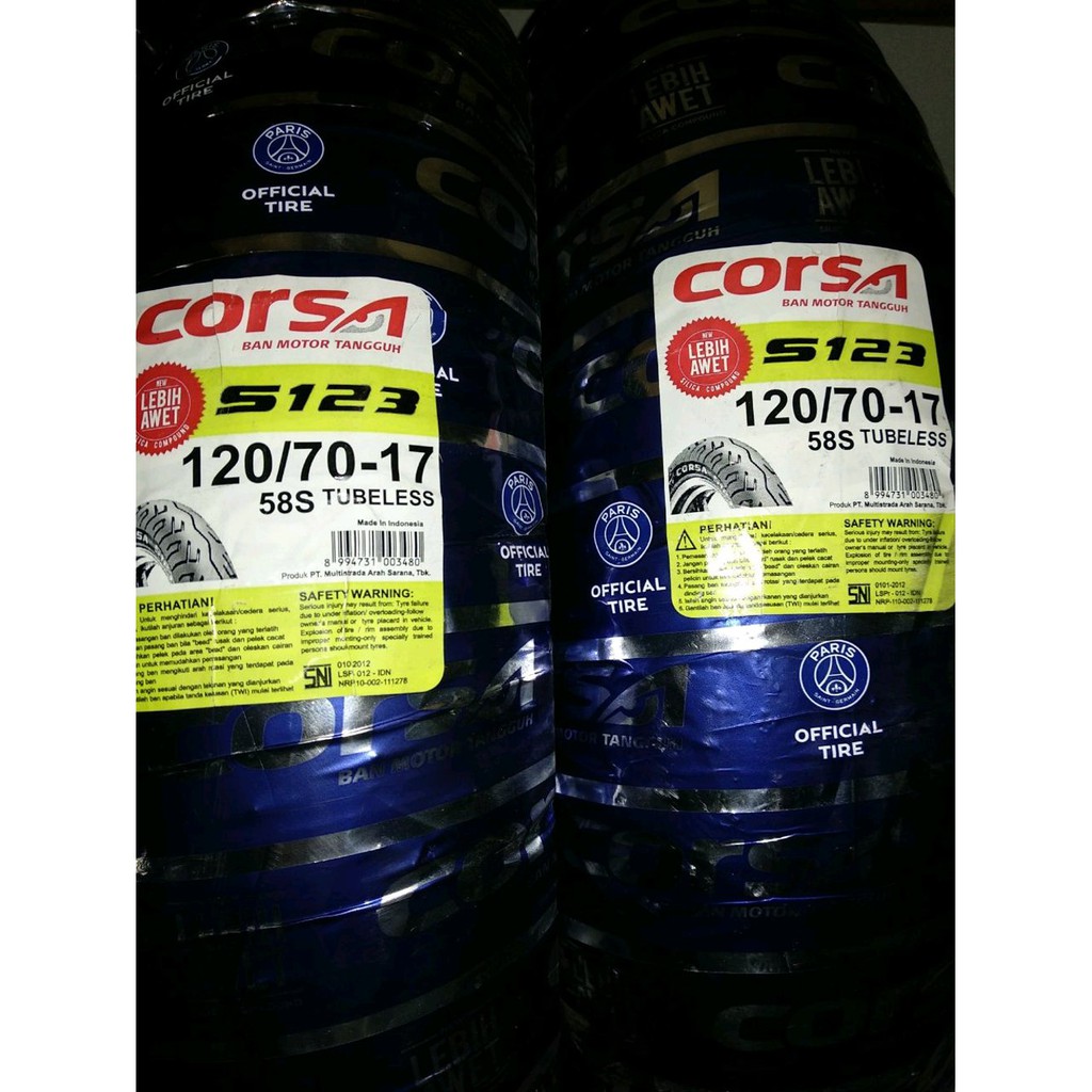 Ban Tubeless 120-70-17 Corsa