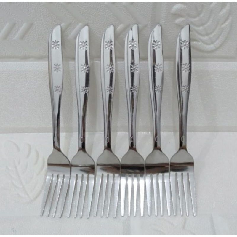Promo!!!8 Model 12 Pcs/Sendok Makan Stainless/Garpu Makan/Sendok Bunga/Sendok Wayang/Sendok Bintang-Garpu Bintang Tebal