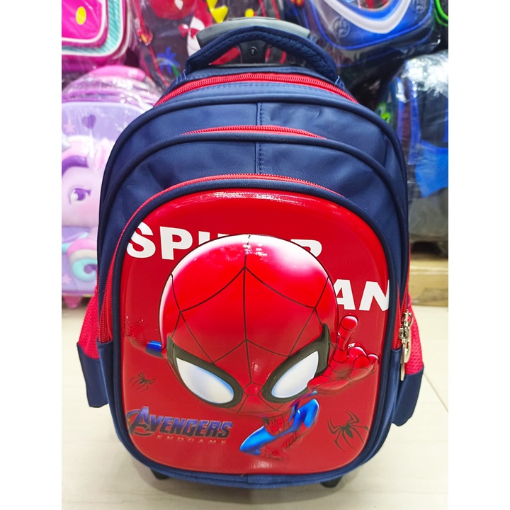 Tas DORONG Trolley Anak Sekolah TK / Play Group / PAUD SUPER JAGOAN HERO - BUAYA DINO DINOSOURUS - ROBOT ROCKET TIMBUL GLOSSY 3 RESLETING IMPORT ( Luwi Gogo Kumbang 12inch )