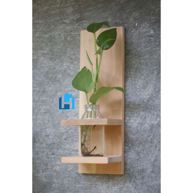 Rak Bunga kayu dinding - Vas bunga kayu