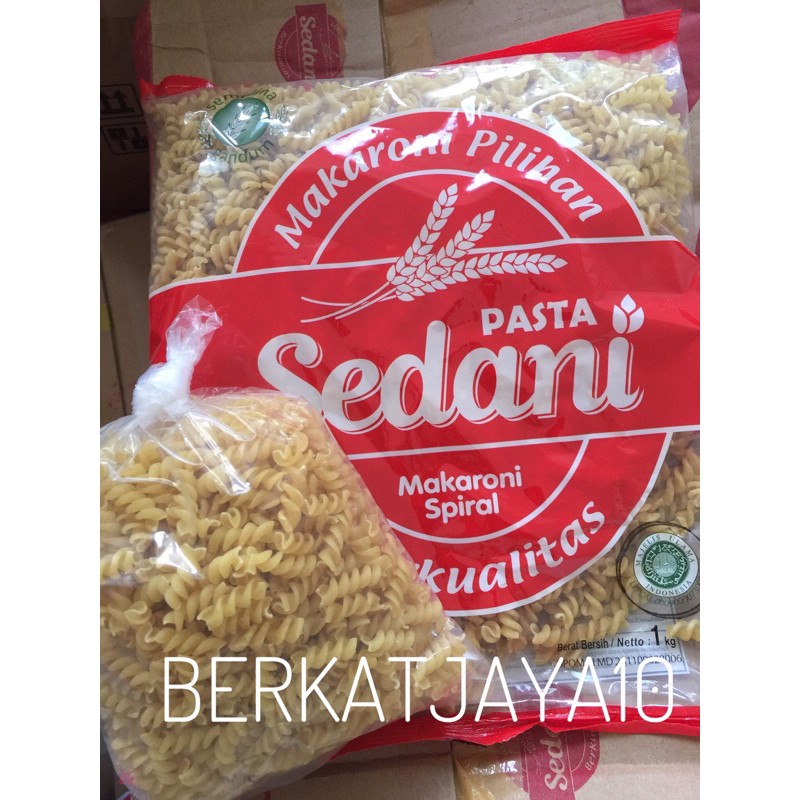 Sedani Makaroni Pasta bentuk Spiral Fusili eceran Repack 250 gram