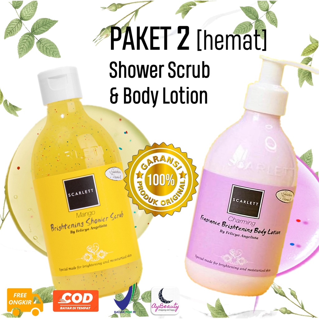 [PAKET HEMAT] Paket 2 In 1 Item Scarlett 1212 scarlet scarlate whitening Pembersih Wajah Muka Badan 