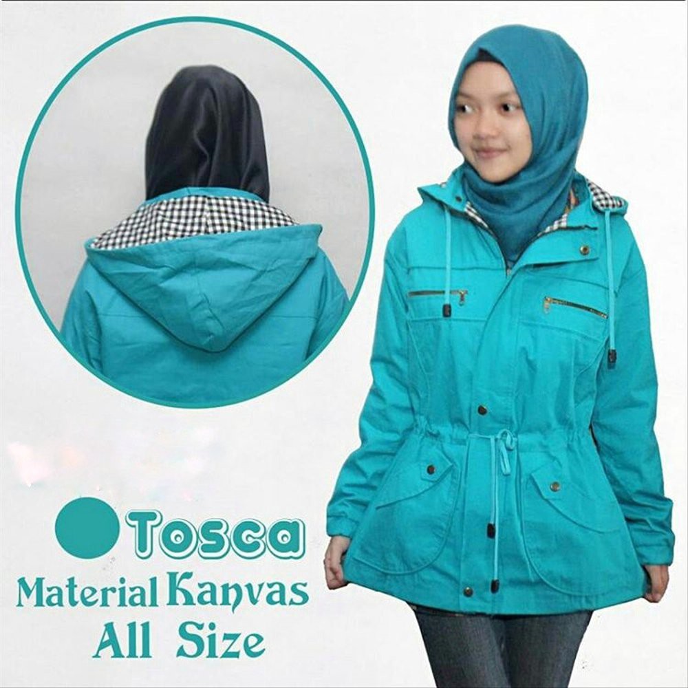 Termurah Grosir jaket Parka /Jaket Parka Casual Cewek Baby Kanvas Biru Tosca Berkualitas