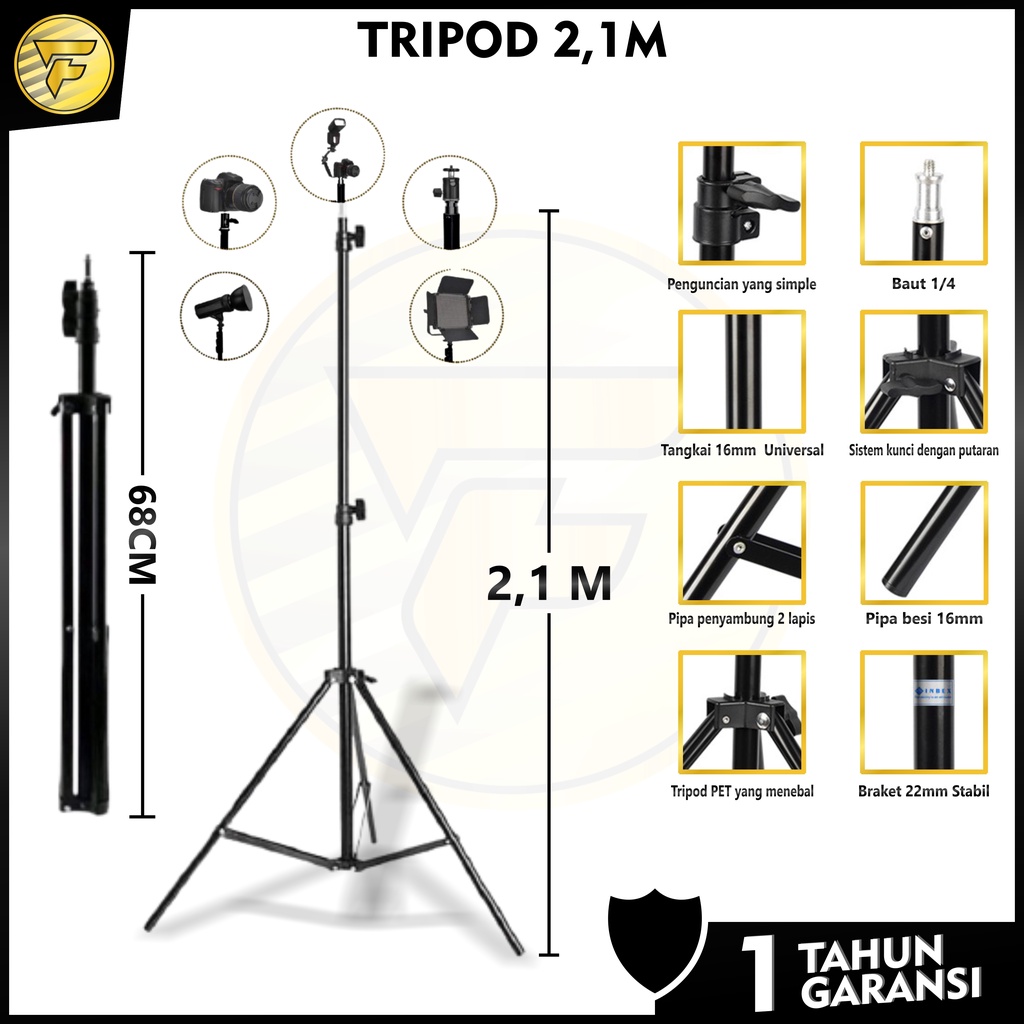 2,1meter Tripod untuk HP CAMERA RING LIGHT DLL