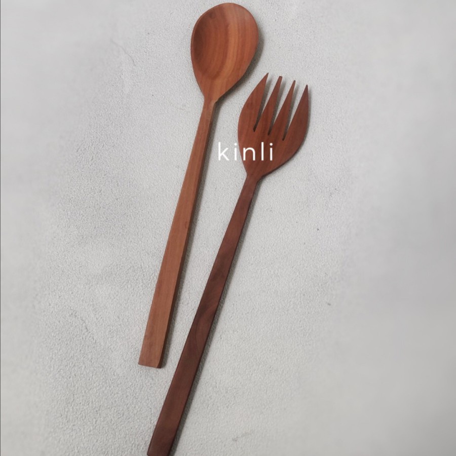 wooden spoon fork sendok kayu garpu kayu set makan kayu