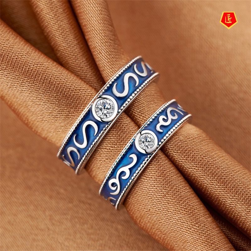 [Ready Stock]Vintage Blue Ring Fashion Personality Couple