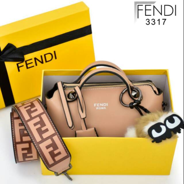 Tas Fendi Boston By The way Velvet mini 3317-161# With Monster Pompom Tas Grosir Batam