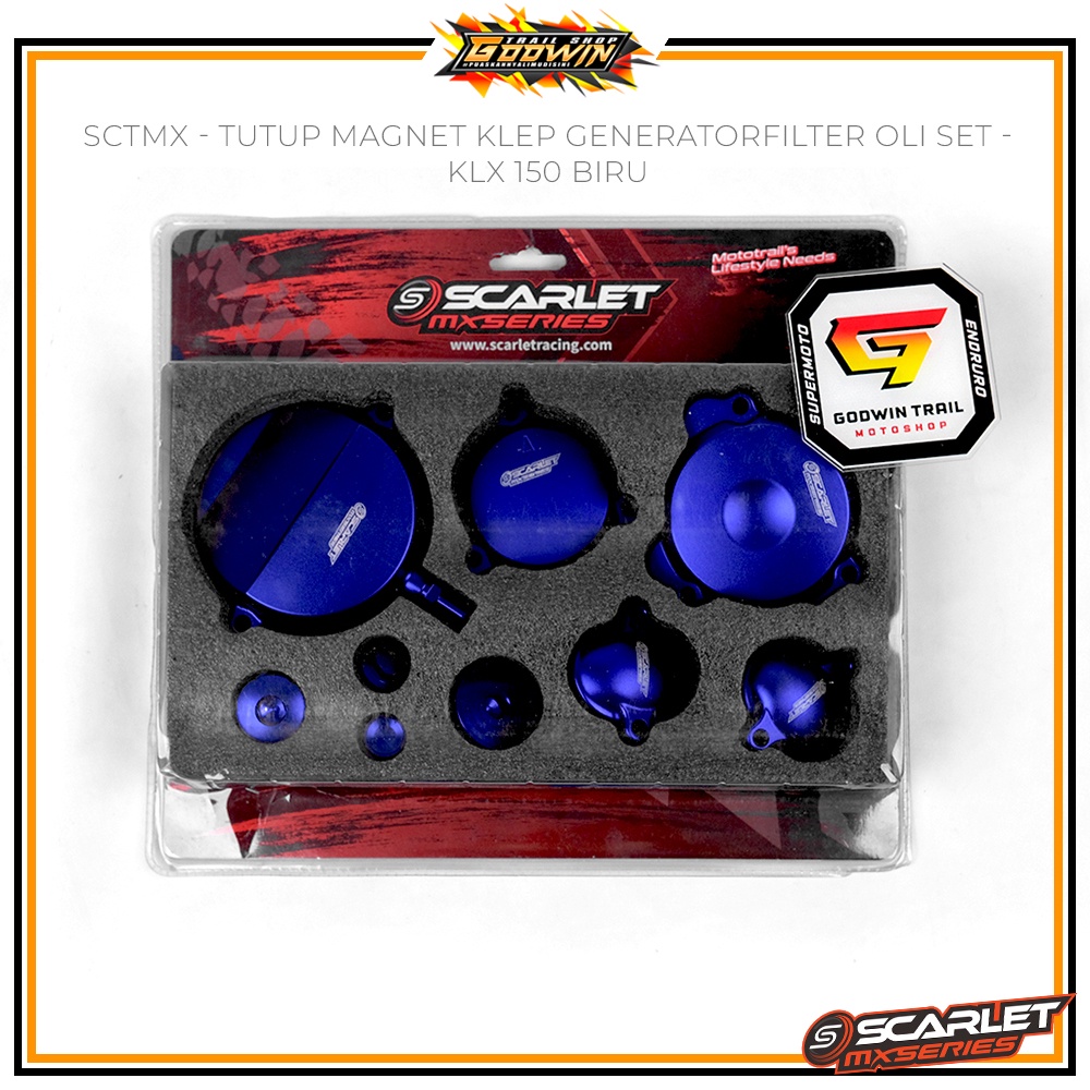 Cover Tutup Mesin Fullset Magnet Klep Generator Filter Oli KLX 150 SCARLET Full CNC