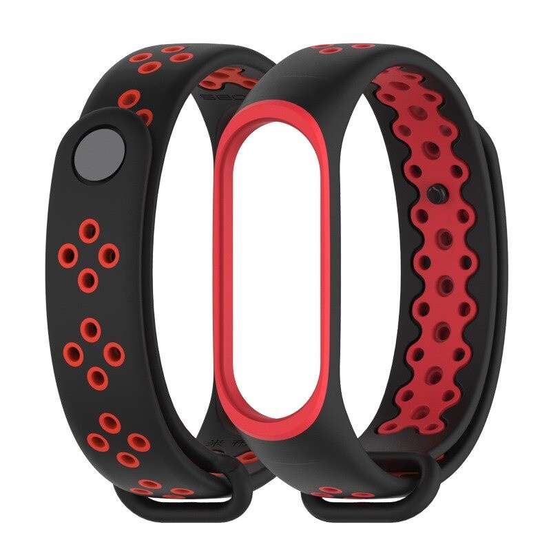 Mijobs Strap MiBand 3 4 Double Color Warna Black Red Strap Mi band 3 4