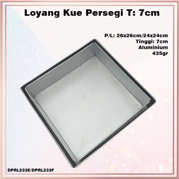 [Set 2pcs] Loyang Kue Segi Aluminium/Oven T:7cm P/L: 24x24cm &amp; 26x26cm