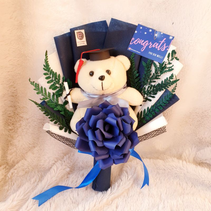 Buket bunga kertas dan boneka murah