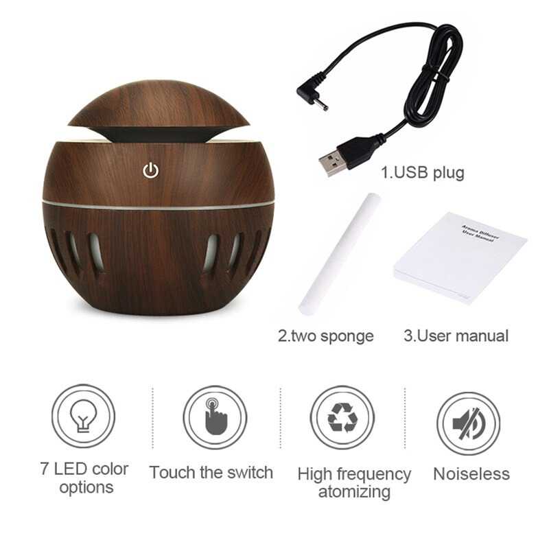 KEBEIER Air Humidifier Aromatherapy Oil Diffuser Wood 130ml - K-H272