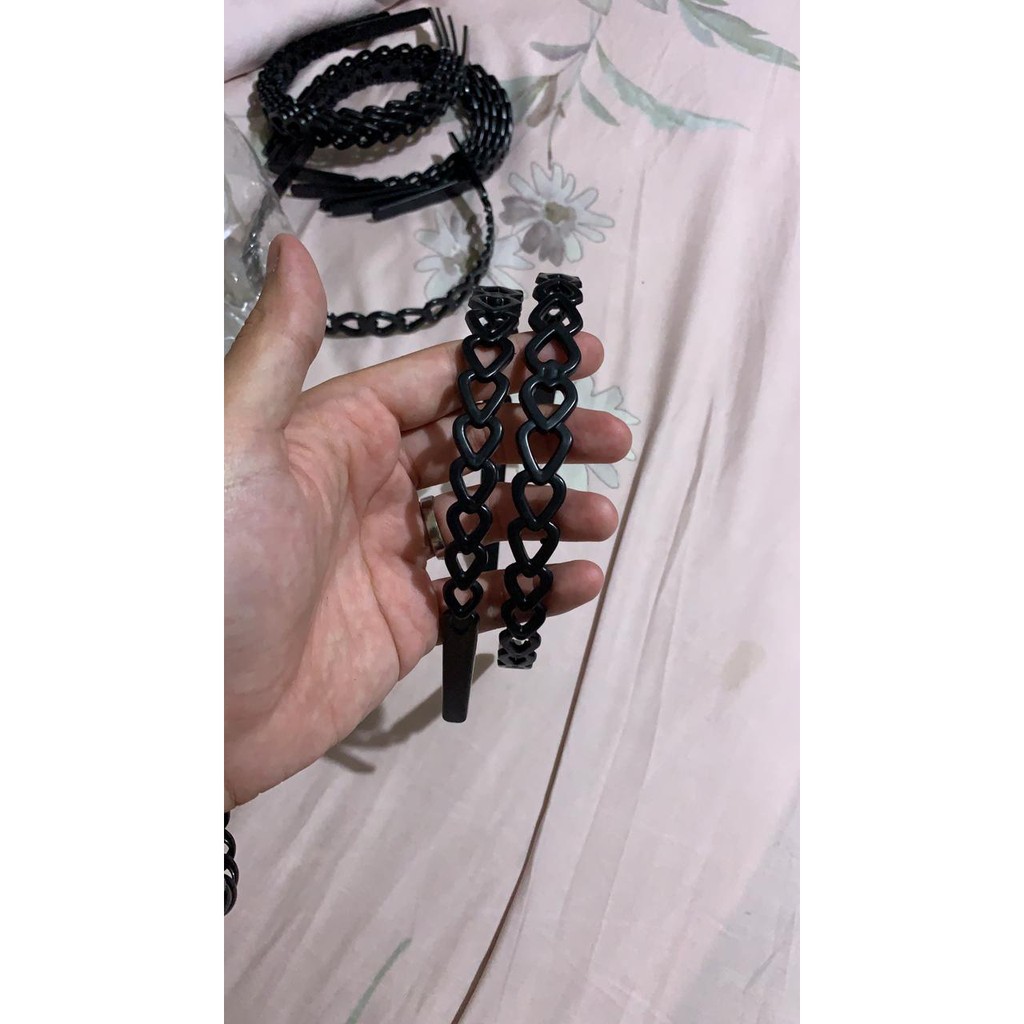 1 Pcs [BPH02] Bando Plastik Hitam Motif Hati Love Ukuran Tanggung