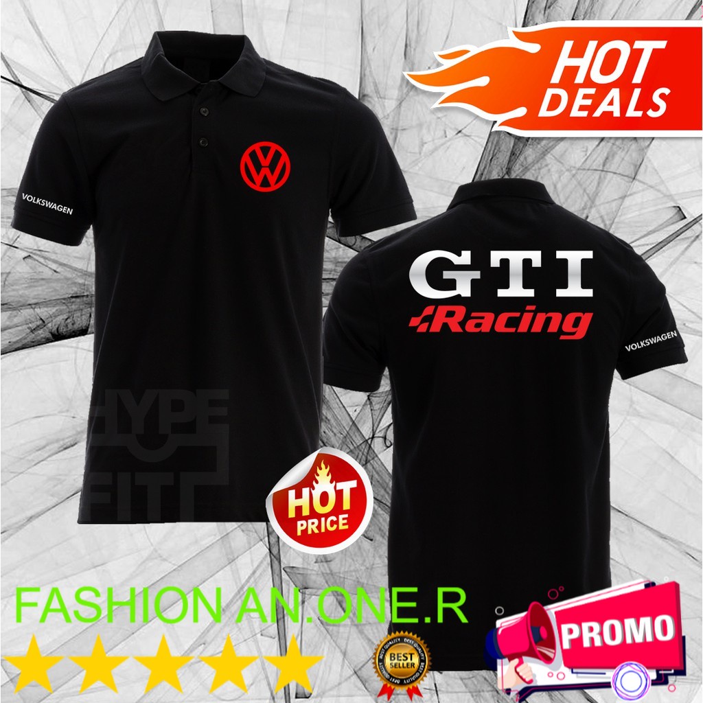 POLO LOGO SABLON NEW VW Volkswagen GTI Racing Polo T-Shirt Ready Stock Black White Gray Red Blue Col