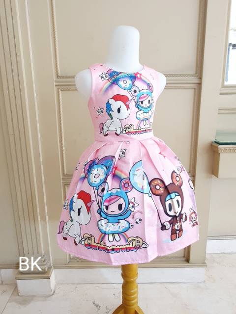 81107 TD UNICORN / DRESS UNICORN PINK / GAUN PESTA UNICORN ANAK IMPORT KOREA LUCU MURAH BAGUS