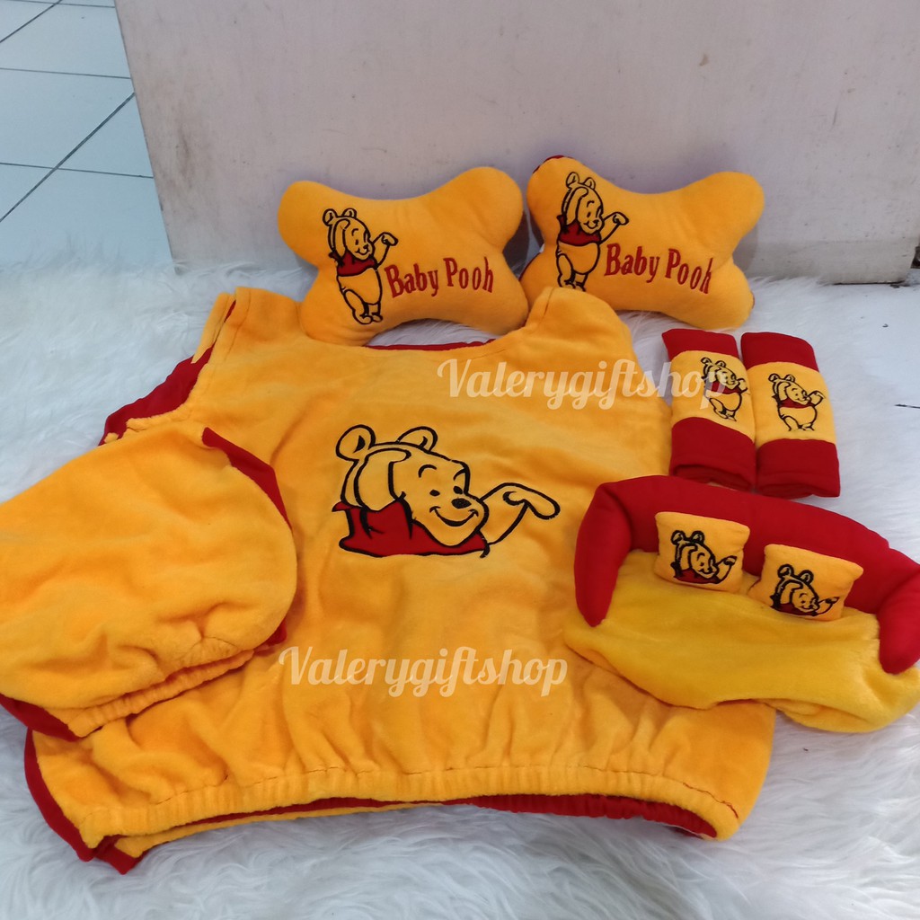 Carset Car Set Sarung  Jok  Mobil  Boneka Winnie  The Pooh  