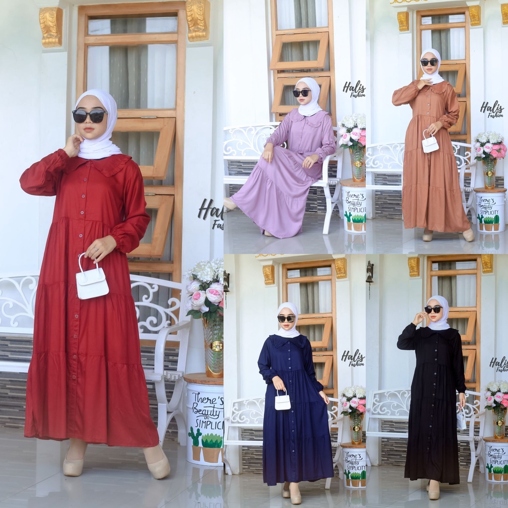 Gamis anak Adiba dress coupel mom &amp; kids katun twill adem sweet model ori halis fashion couple baju manasik putih anak