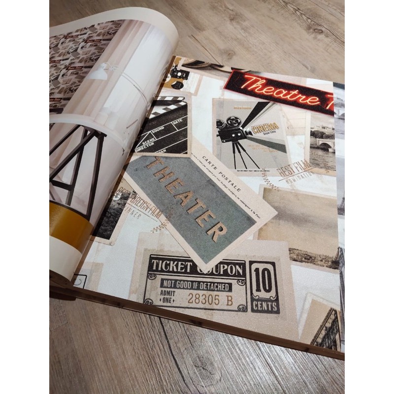 Wallpaper Dinding Murah Tulisan Vintage Cafe Postcard Abstrak