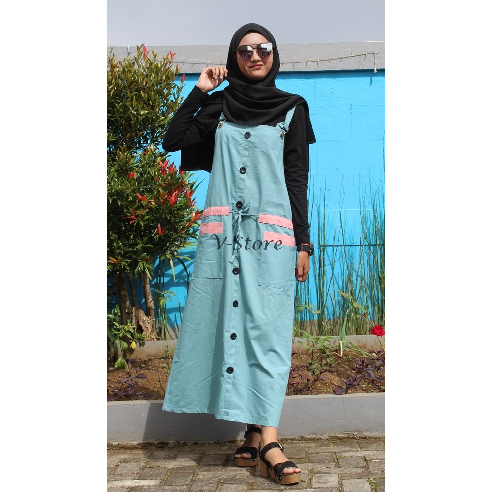 Overall Katun Tebal Sigaret Premium Baju Wanita Trendy Warna Biru Wardah