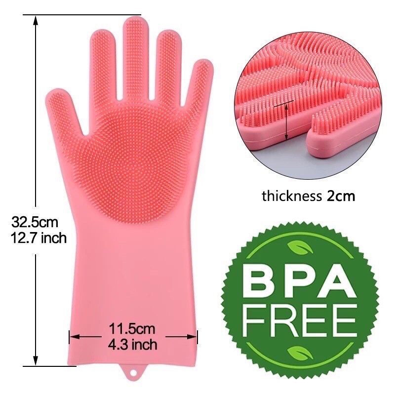 LM-0098 Sarung Tangan Cuci Piring Silikon Serbaguna Tebal Tahan Panas - Silicone Cleaning Gloves