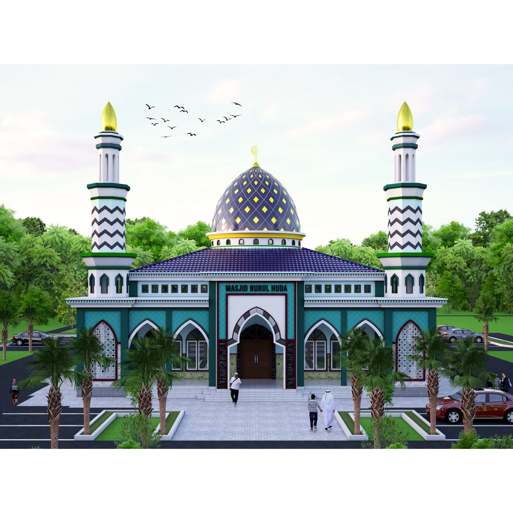 GAMBAR KERJA DESAIN MASJID  UKURAN 20X20 1 LANTAI  