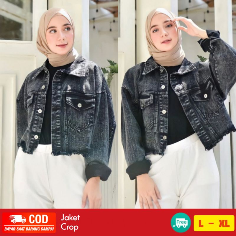 OUTER JEANS CROP RAWIS SNOW // OUTER JEANS WANITA