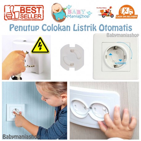 Penutup Colokan Listrik Otomatis Cover Lubang Pengaman Lobang Colokan Listrik Putar Fleksibel Socket Cover Baby Safety Bear Beruang Keamanan Bayi Babymaniashop