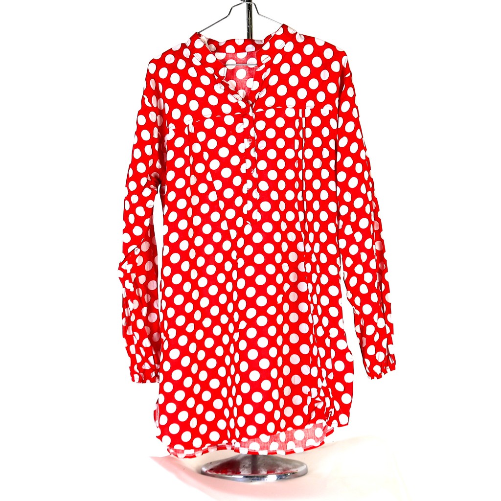 Tunik Kemeja Polkadot Merah