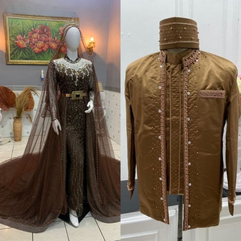 CAUPLE TERLARIS GAUN DRESS JUBAH BEREKOR |BAJU PENGANTIN TERBARU|KEBAYA DRESS COUPLE|GAUN DRESS MUSLIMAH