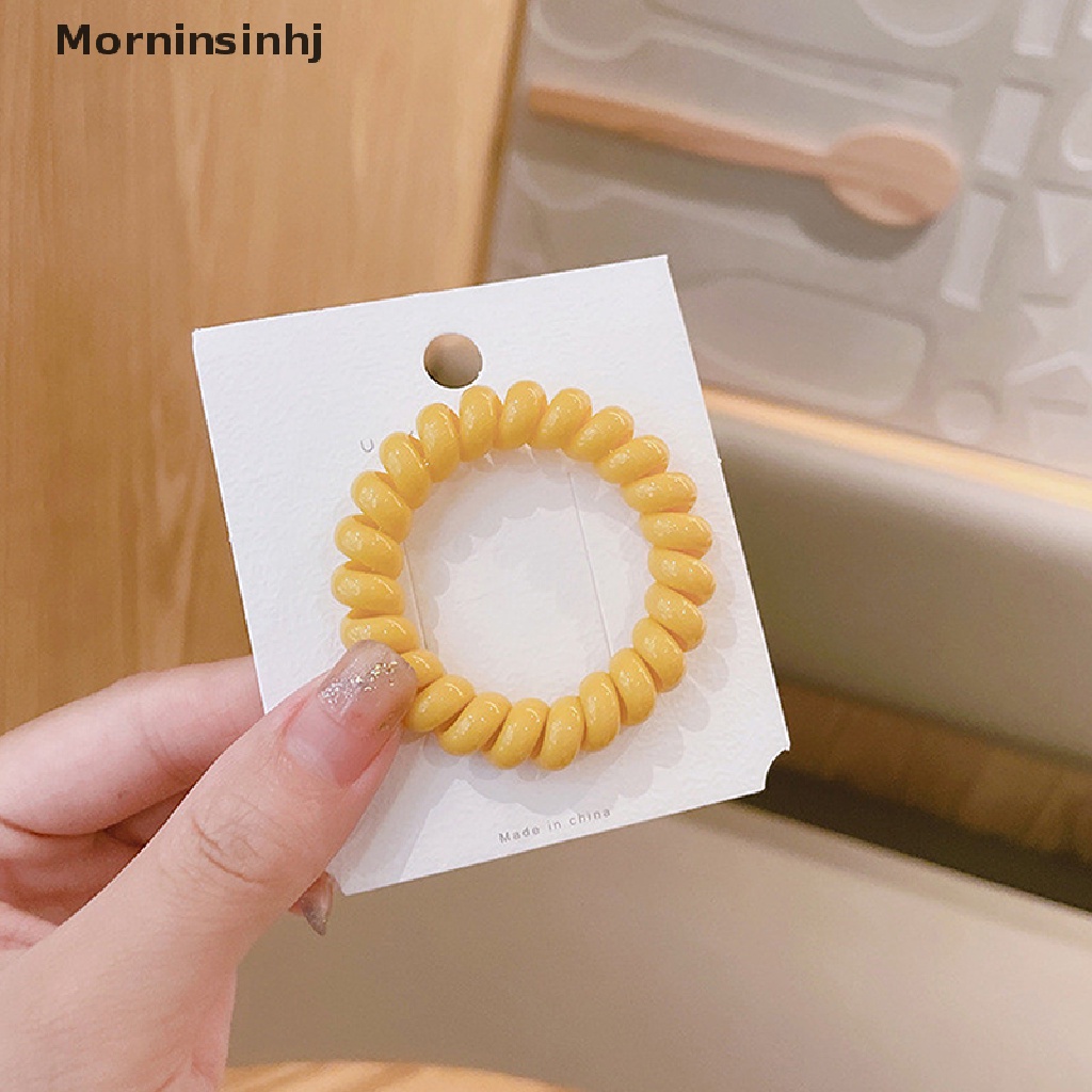 Mornin Tali Kabel Telepon Spiral Stretch Bahan Karet Warna-Warni