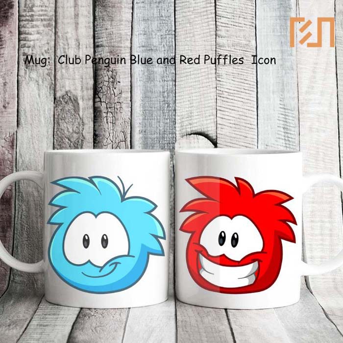 Mug Club Penguin Blue and Red Puffles icon