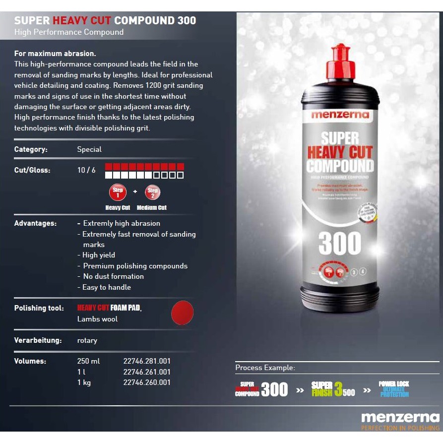 Menzerna Super Heavy Cut Compound 300 1000ml ORIGINAL Kompon Kasar High Cut MURAH