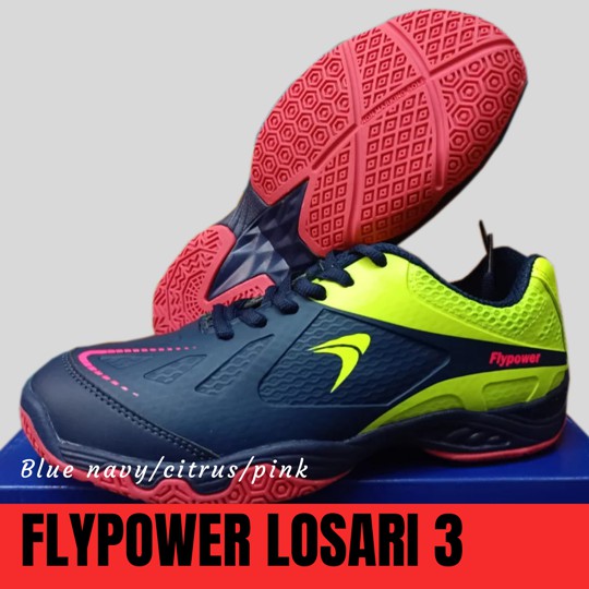 Sepatu Badminton Sepatu Bulutangkis  FLYPOWER LOSARI 03 Navy citrus