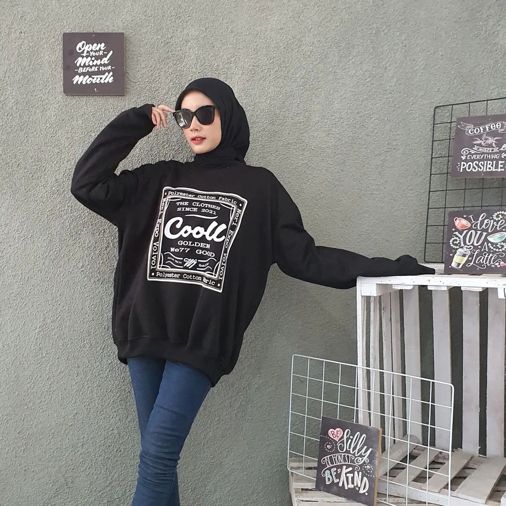 Atasan Wanita Sweater Oversize Cool Ukuran XXL Bahan Pleece Style Korea Terbaru