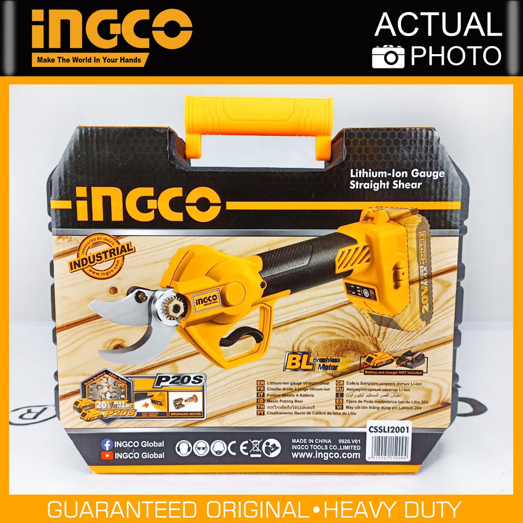 

Gunting Dahan Ranting Cordless 20V Straight Shear INGCO CSSLI2001 BC4Ah