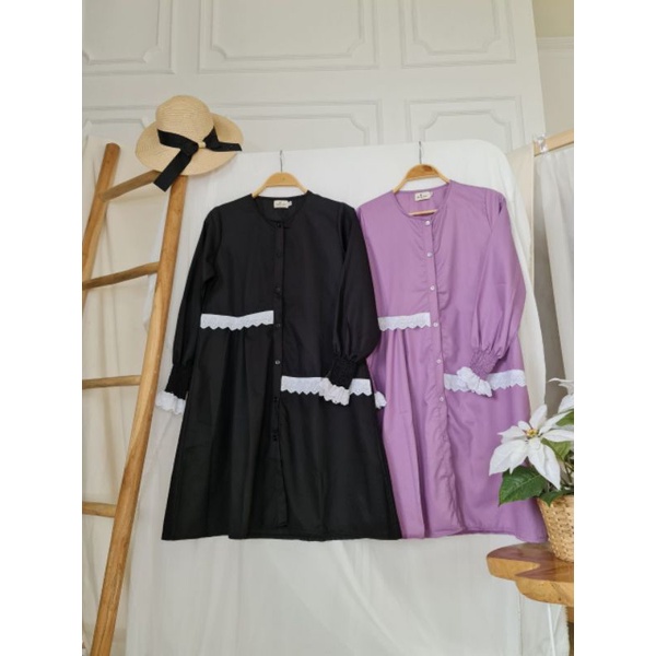 Tunik Toyobo Premium Dengan Kancing Depan kombinasi Renda dan Busui Friendly - Dyana Tunik Toyobo