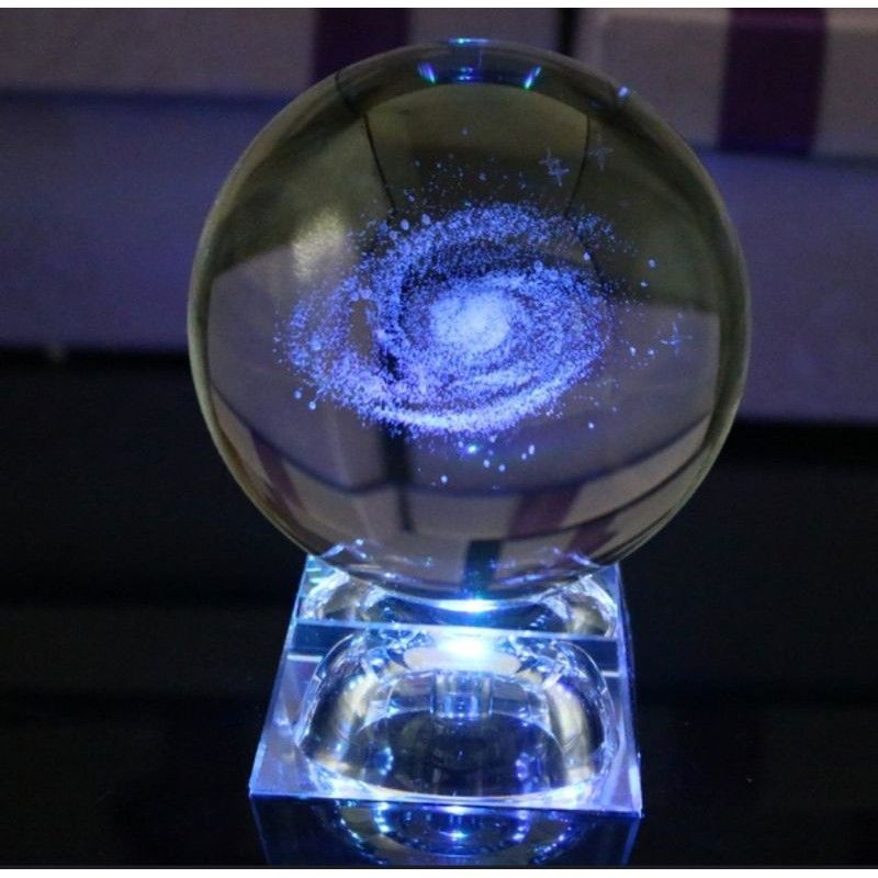 80 mm Milky Way Galaxy Transparent Crystal Ball w Light Effect Base