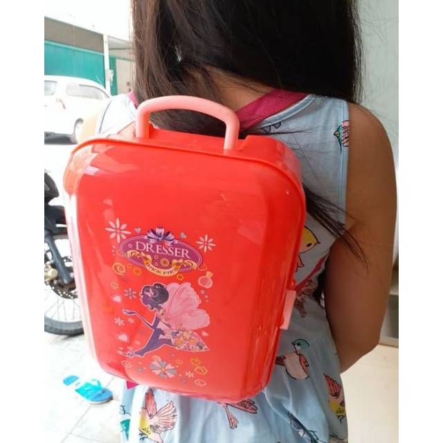 MOMBABY1 Kado Mainan Anak Cewek Perlengkapan Make Up Salon Dresser Backpack