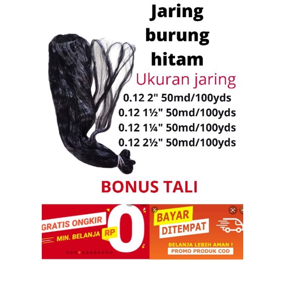 Jaring Burung Kecil-Jaring Burung Sawah-Jaring burung hitam-Jaring burung emprit Ukuran milih jaring