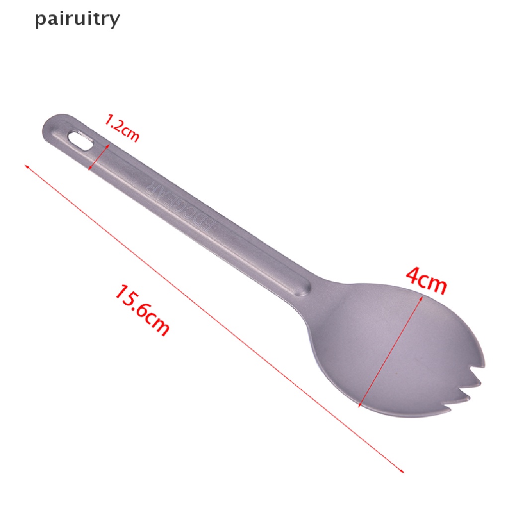 Prt Sendok Garpu Spork Bahan Titanium Dengan Gagang Panjang Untuk Outdoor PRT