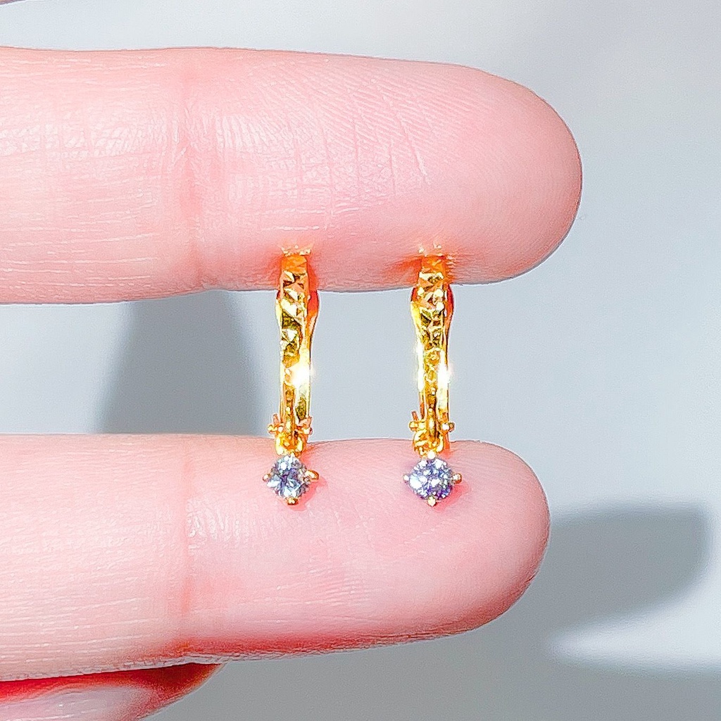 Anting jepit anak dan dewasa emas asli kadar 700 70 16k gantung permata satu bling classic kerabu giwang ukir kilat ringan 1 satu gram gr g