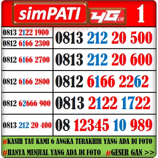 NOMOR CANTIK SIMPATI TELKOMSEL PREMIUM, VVIP, 8878 88, 99, 4000